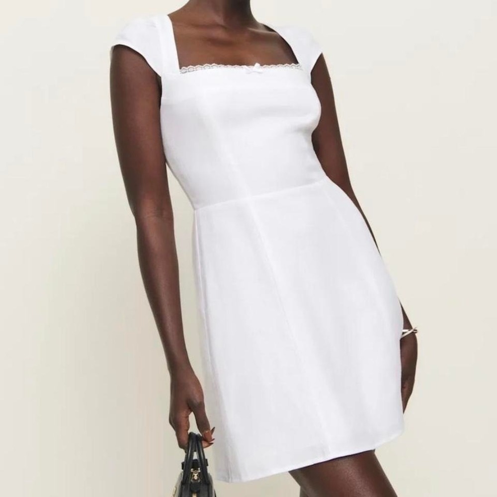Reformation‎ Loula White Linen Mini Dress Size 6 Bridal New with Tags
